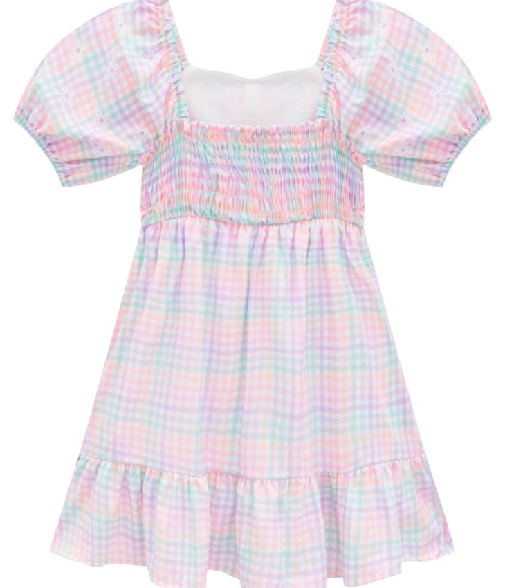 fernandaramoskids com br Vestido Flor Infantil Feminino Curto Xadrez 3