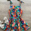 Vestido Infantil Feminino Alças com Amarração Estampa Bichinhos Fernanda Ramos Kids
