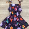 fernandaramoskids com br Vestido Infantil Feminino Alças com Amarração Estampa Floral Preto 3
