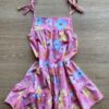 fernandaramoskids com br Vestido Infantil Feminino Alças com Amarração Estampa Floral Rosa 1