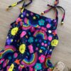 fernandaramoskids com br Vestido Infantil Feminino Alças com Amarração Estampado Azul Marinho 1