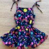 fernandaramoskids com br Vestido Infantil Feminino Alças com Amarração Estampado Azul Marinho 2
