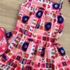 fernandaramoskids com br Vestido Infantil Feminino Alças com Amarração Estampado Pink 1