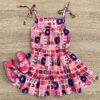 Vestido Infantil Feminino Alças com Amarração Estampado Pink Fernanda Ramos Kids