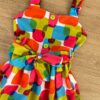 fernandaramoskids com br Vestido Infantil Feminino com Amarração e Botões Falsos Estampado 1