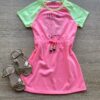 Vestido Infantil Feminino com Amarração Summer Pink Flúor Fernanda Ramos Kids