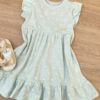 fernandaramoskids com br Vestido Infantil Feminino com Detalhe Floral Verde Água 1