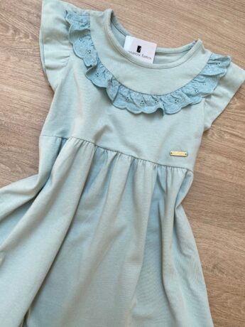 fernandaramoskids com br Vestido Infantil Feminino com Detalhe Verde Água 1