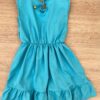 Vestido Infantil Feminino com Elástico na Cintura e Babados Azul 2