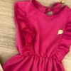fernandaramoskids com br Vestido Infantil Feminino com Elástico na Cintura e Babados Pink 1