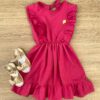Vestido Infantil Feminino com Elástico na Cintura e Babados Pink Fernanda Ramos Kids