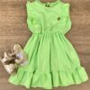Vestido Infantil Feminino com Elástico na Cintura e Babados Verde Fernanda Ramos Kids