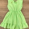 fernandaramoskids com br Vestido Infantil Feminino com Elástico na Cintura e Babados Verde 2