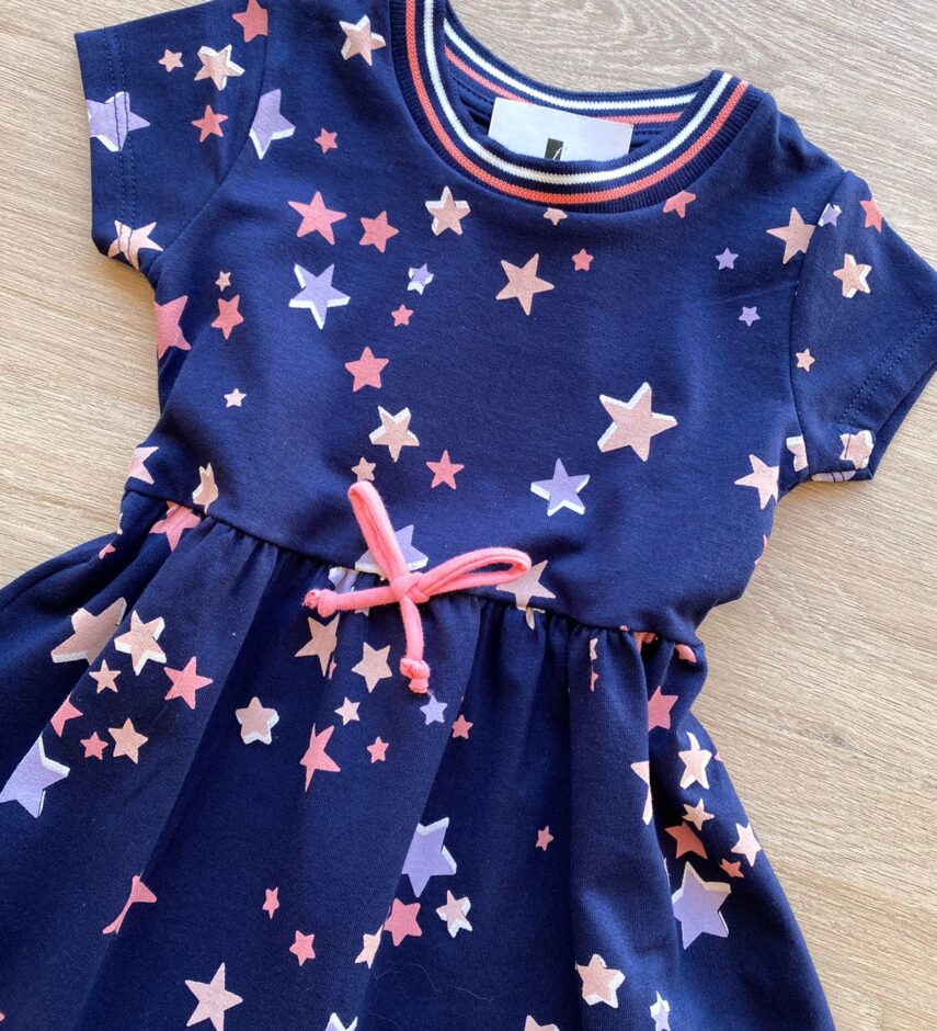 fernandaramoskids com br Vestido Infantil Feminino Cotton Estampa Estrelas Azul Marinho 1