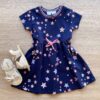 Vestido Infantil Feminino Cotton Estampa Estrelas Azul Marinho Fernanda Ramos Kids