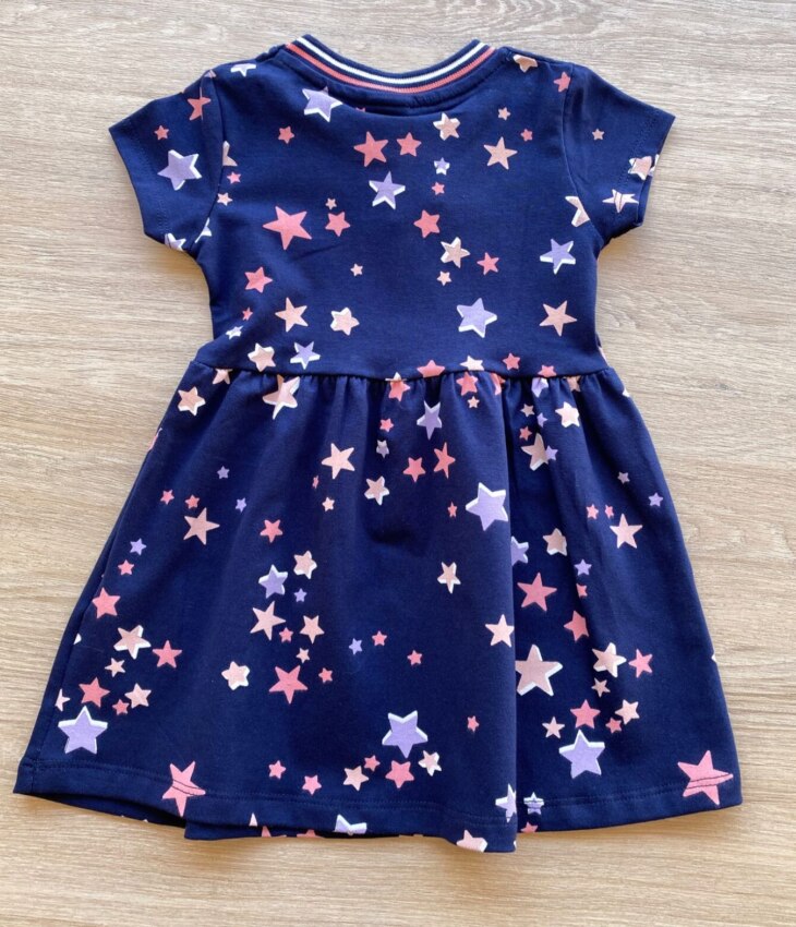 fernandaramoskids com br Vestido Infantil Feminino Cotton Estampa Estrelas Azul Marinho 2