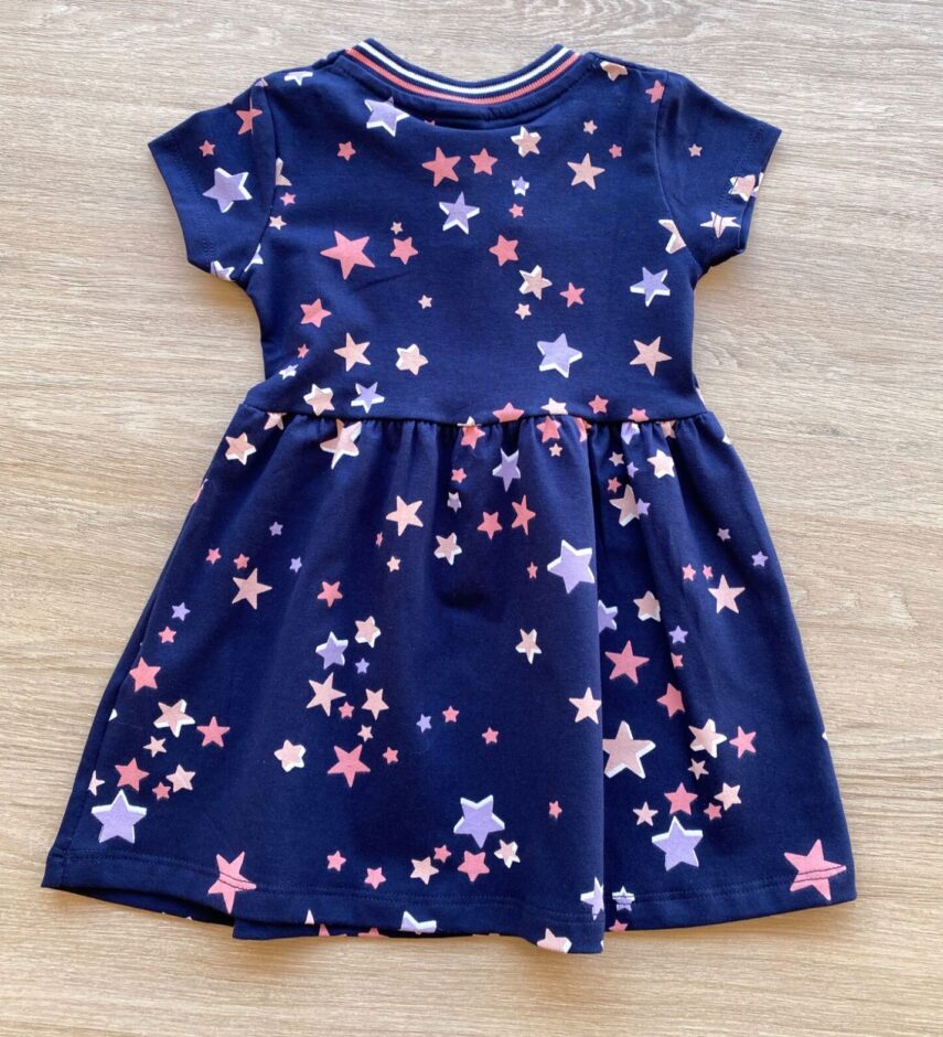 fernandaramoskids com br Vestido Infantil Feminino Cotton Estampa Estrelas Azul Marinho 2