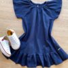 Vestido Infantil Feminino Curto Azul Marinho Fernanda Ramos Kids