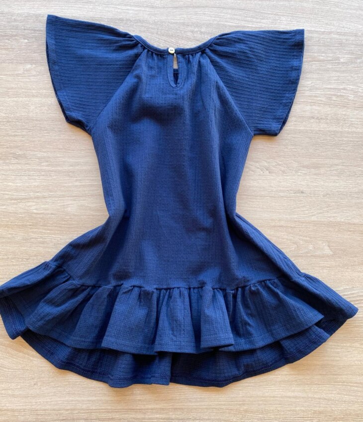 fernandaramoskids com br Vestido Infantil Feminino Curto Azul Marinho 2