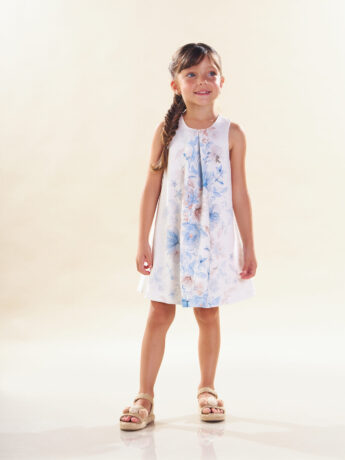 Vestido Infantil Feminino Curto com Aplicação Branco Fernanda ramos kids