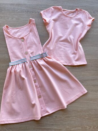 fernandaramoskids com br Vestido Infantil Feminino Curto com Blusa Sobreposição Rosa 1