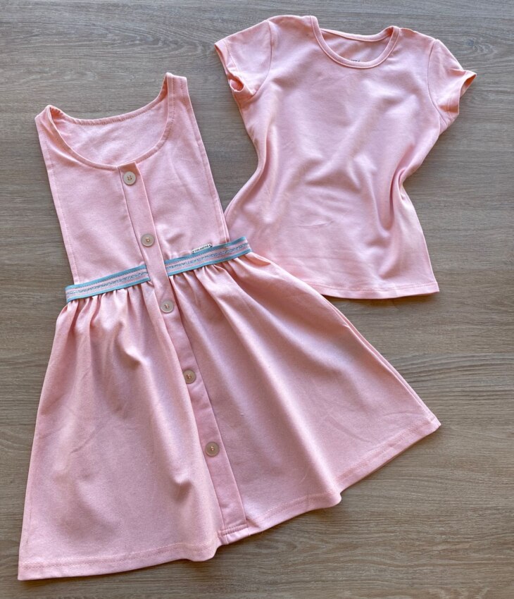 fernandaramoskids com br Vestido Infantil Feminino Curto com Blusa Sobreposição Rosa 1