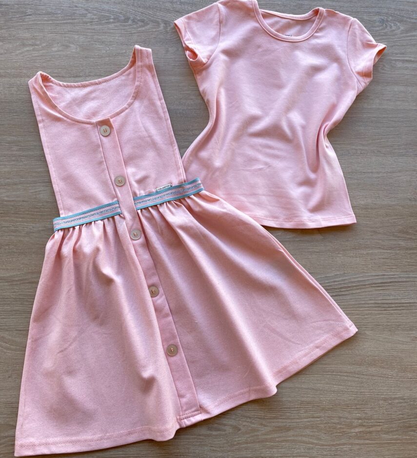 fernandaramoskids com br Vestido Infantil Feminino Curto com Blusa Sobreposição Rosa 1