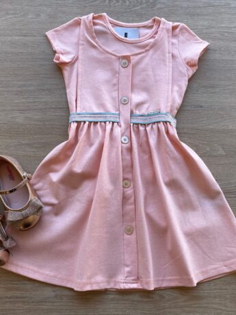 Vestido Infantil Feminino Curto com Blusa Sobreposição Rosa Fernanda Ramos Kids