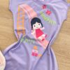 fernandaramoskids com br Vestido Infantil Feminino Curto com Detalhe em Estampa Lilás 1