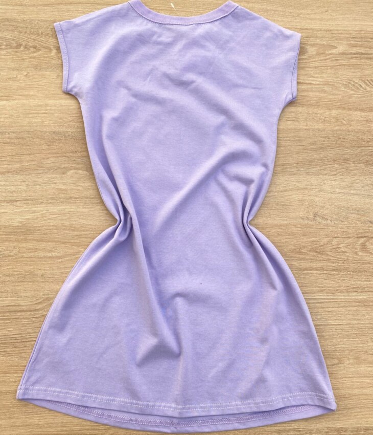 fernandaramoskids com br Vestido Infantil Feminino Curto com Detalhe em Estampa Lilás 2