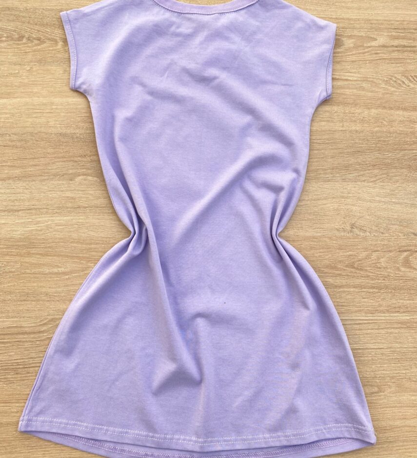 fernandaramoskids com br Vestido Infantil Feminino Curto com Detalhe em Estampa Lilás 2