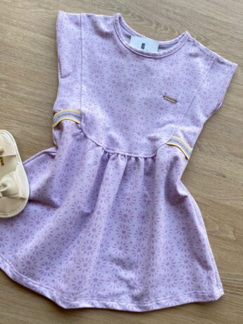 fernandaramoskids com br Vestido Infantil Feminino Curto com Detalhe Lateral Lilás 1