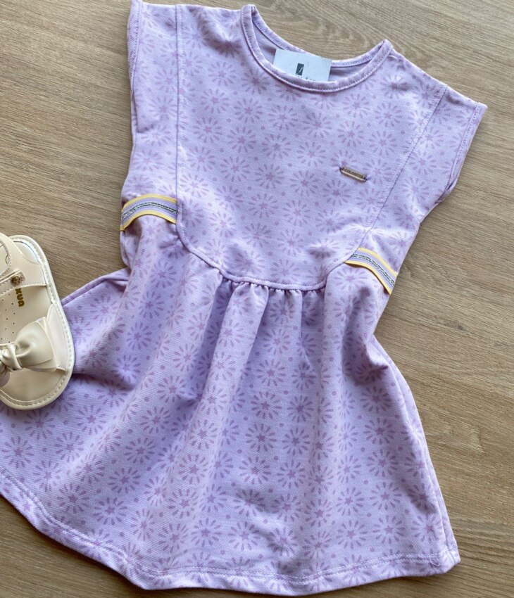 fernandaramoskids com br Vestido Infantil Feminino Curto com Detalhe Lateral Lilás 1
