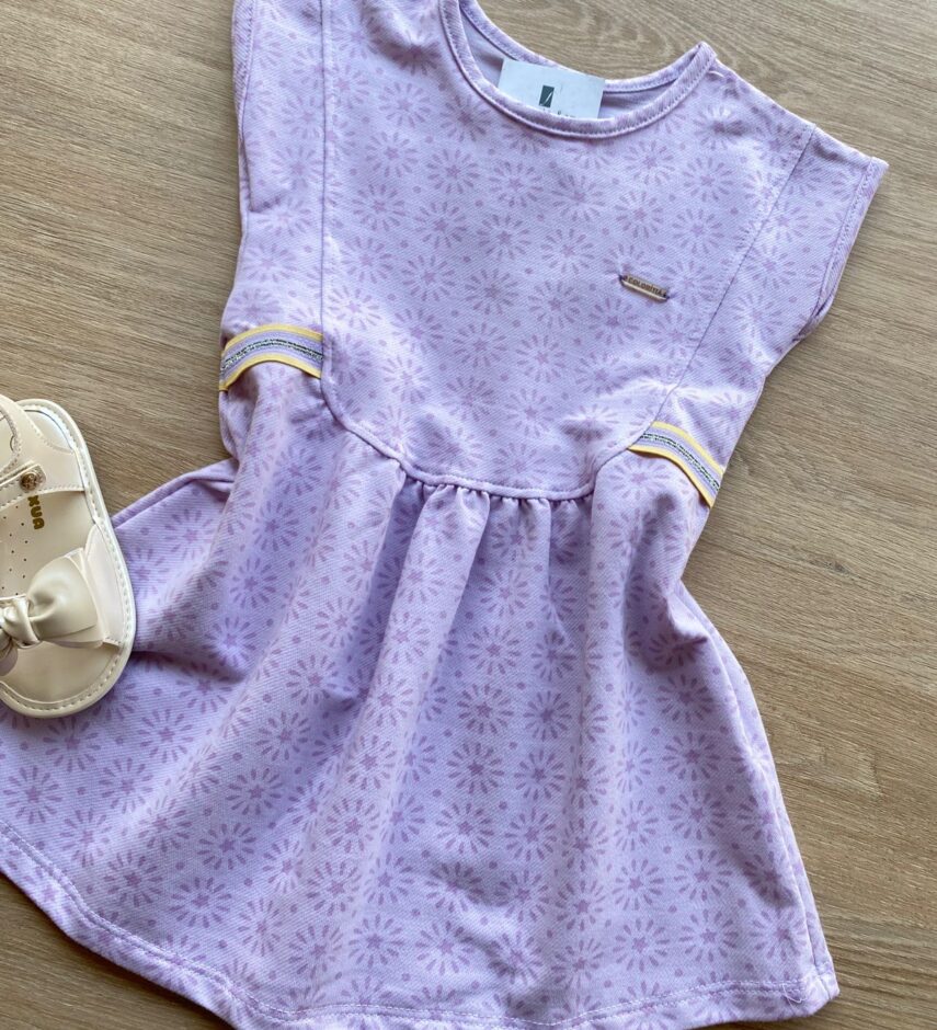 fernandaramoskids com br Vestido Infantil Feminino Curto com Detalhe Lateral Lilás 1