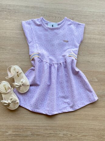 Vestido Infantil Feminino Curto com Detalhe Lateral Lilás Fernanda Ramos Kids