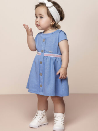 Vestido Infantil Feminino Curto com Sobreposição Fernanda ramos kids