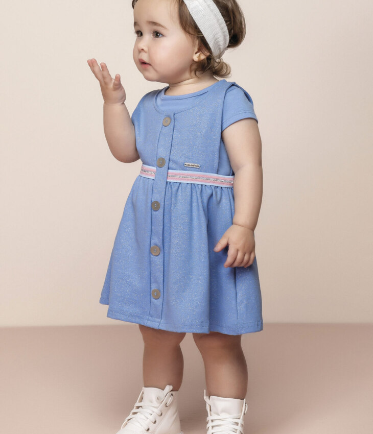 Vestido Infantil Feminino Curto com Sobreposição Fernanda ramos kids