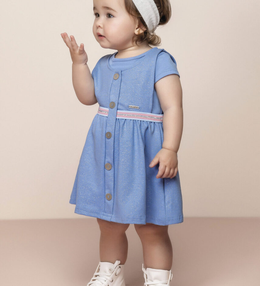 Vestido Infantil Feminino Curto com Sobreposição Fernanda ramos kids