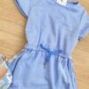 fernandaramoskids com br Vestido Infantil Feminino Curto Elástico na Cintura Azul 1