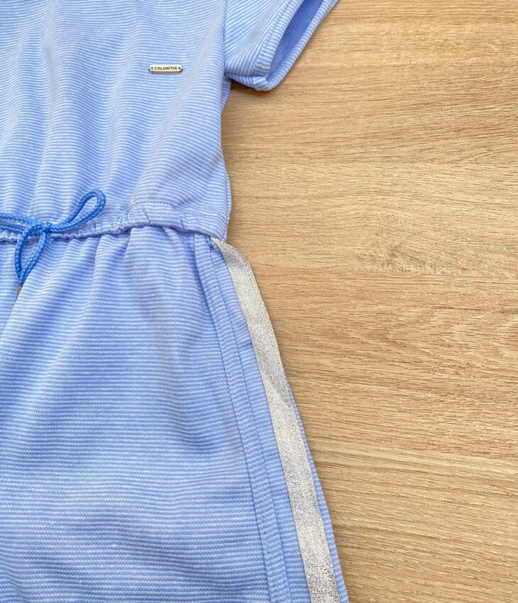 fernandaramoskids com br Vestido Infantil Feminino Curto Elástico na Cintura Azul 2