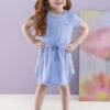 Vestido Infantil Feminino Curto Elástico na Cintura Azul Fernanda ramos kids