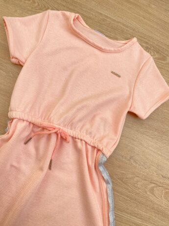 fernandaramoskids com br Vestido Infantil Feminino Curto Elástico na Cintura Salmão 1