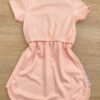 fernandaramoskids com br Vestido Infantil Feminino Curto Elástico na Cintura Salmão 2