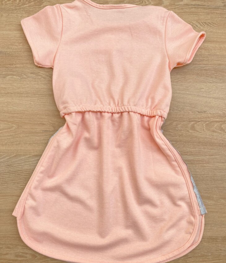 fernandaramoskids com br Vestido Infantil Feminino Curto Elástico na Cintura Salmão 2