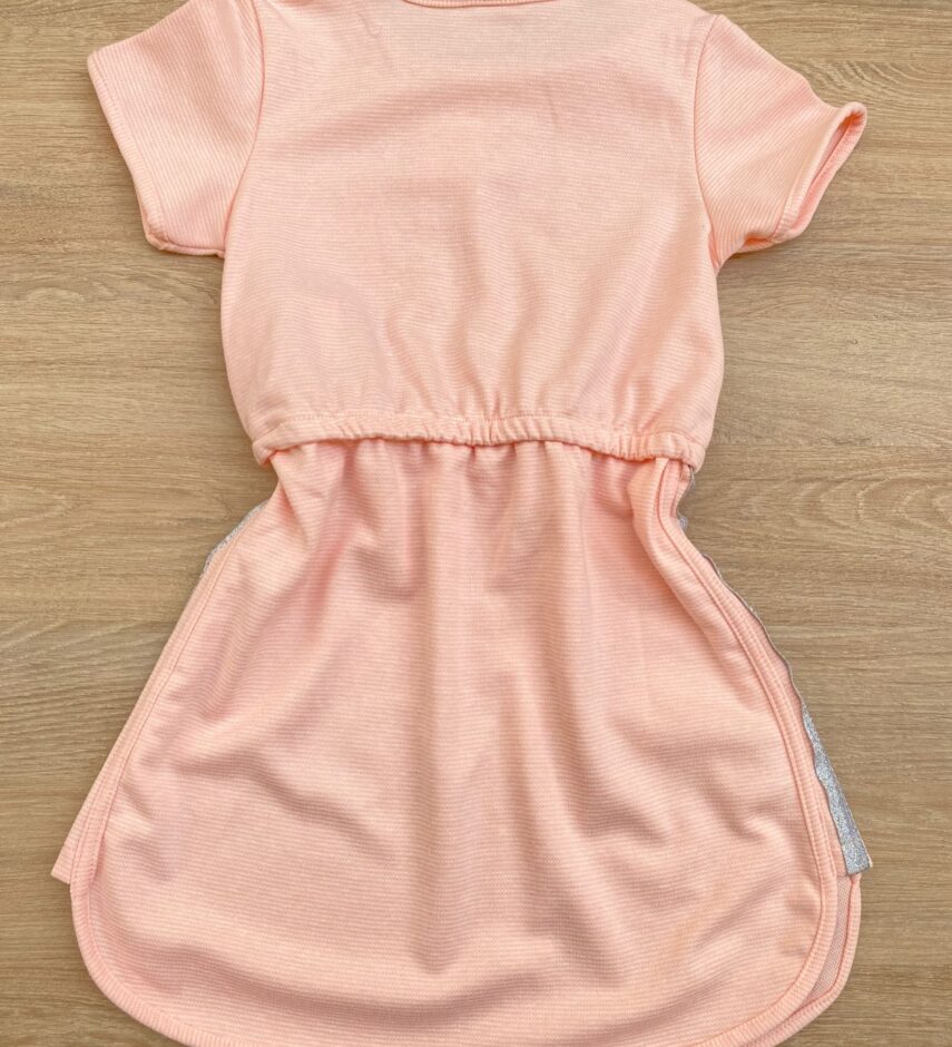fernandaramoskids com br Vestido Infantil Feminino Curto Elástico na Cintura Salmão 2