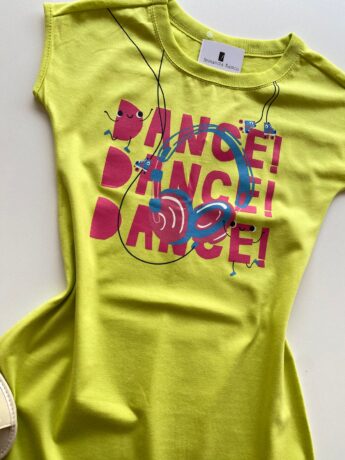 fernandaramoskids com br Vestido Infantil Feminino Curto Estampa Dance Verde Lima 1
