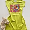 Vestido Infantil Feminino Curto Estampa Dance Verde Lima Fernanda Ramos Kids