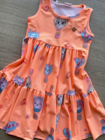 fernandaramoskids com br Vestido Infantil Feminino Curto Estampa de Bichinhos Laranja 1