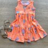 Vestido Infantil Feminino Curto Estampa de Bichinhos Laranja Fernanda Ramos Kids