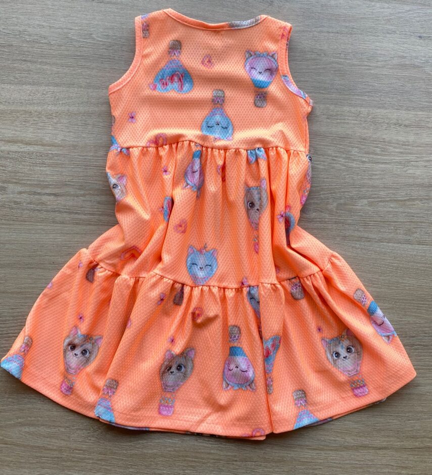 fernandaramoskids com br Vestido Infantil Feminino Curto Estampa de Bichinhos Laranja 2